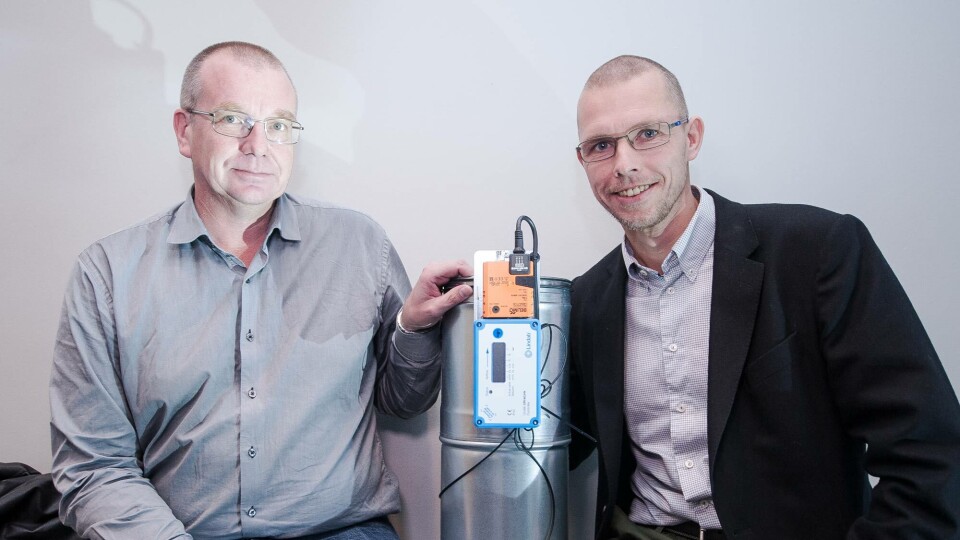 John Lunde Østvold (t.v.) og Mads Redigh Karlsen i Lindab fortalte både om støy på ventilasjonsanlegg og viste fram UltraLink.
