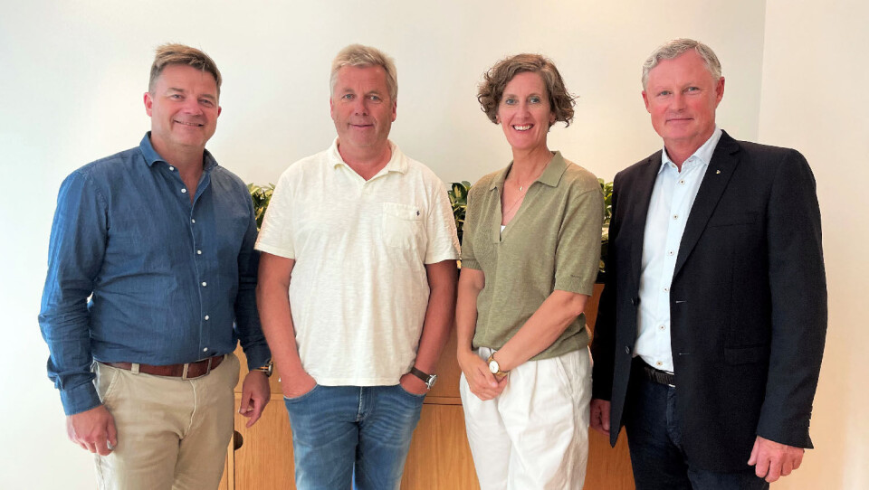 Bygghåndverk Norge. Fra venstre: Knut Strand Jacobsen – adm.dir., Thor Steinar Sandvik – styreleder, Anna Fuhrhoff Jensen – nestleder, Stein Hesstvedt, viseadm. dir.