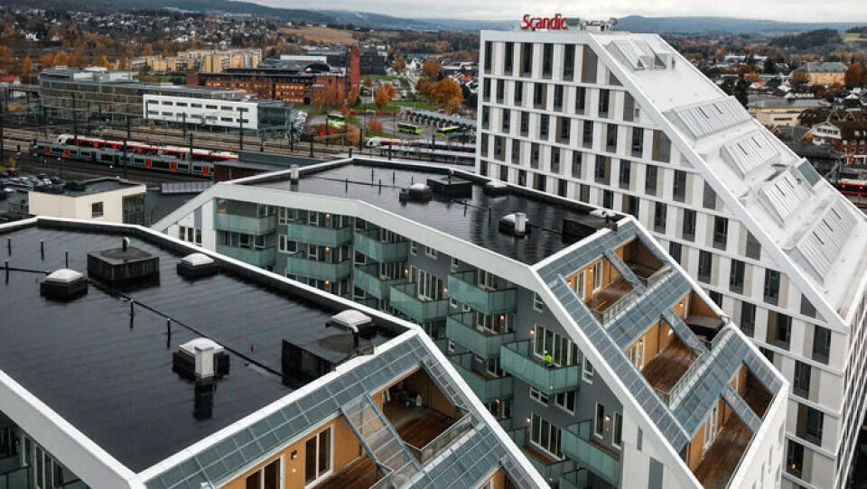 Hotellet som inneholder både boliger og kontorer er reist ved Lillestrøm.