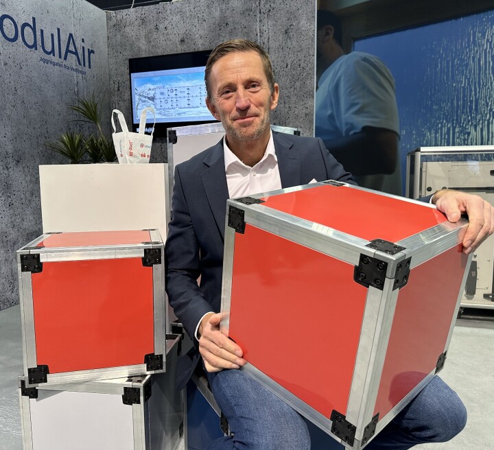 Morten Nilsen i Ventistål viste frem plassbygde modulbaserte aggregater fra ModulAir under VVS-dagene.